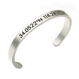 Unisex Engraved Degree of Longitude Latitude Bracelet