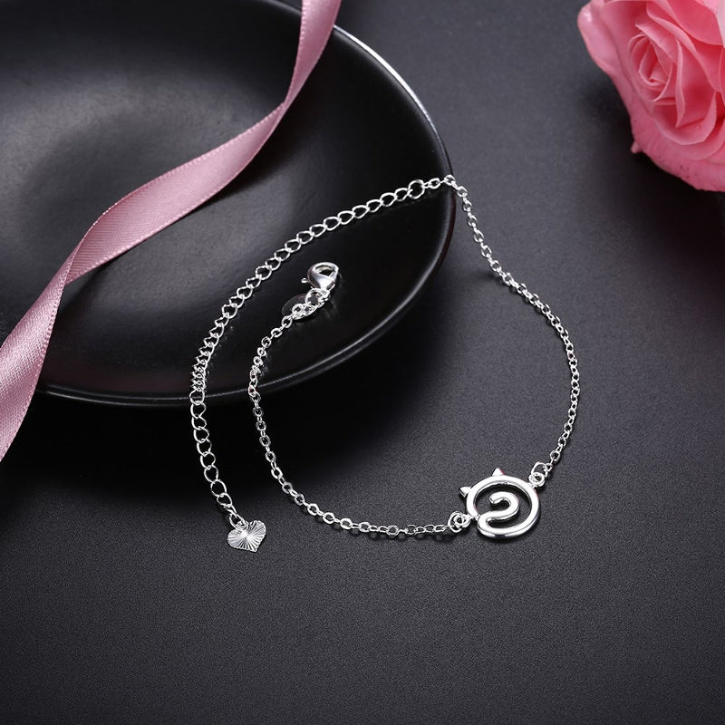 YUEYIN Trendy Silver Plated Cat Shape Anklet Foot Chain