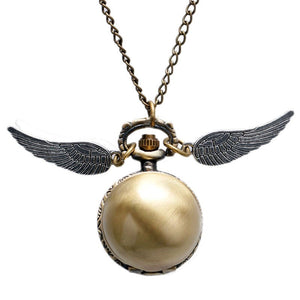 Golden Wings Snitch Quartz Pocket Watch Necklace