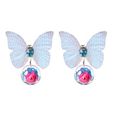 Trendy Crystal Glass Ball Flower Butterfly Fabric Earrings for Women 