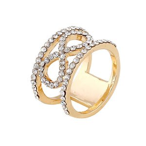 Trendy Alloy Rhinestone Rings Gold Color Finger Ring