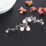 Elegant Pink Flower Womens Cuff Earring Silver Gold Color