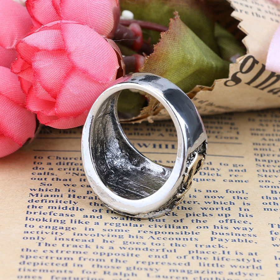 Retro Finger Rings Antique Silver Compass Patter Finger Ring