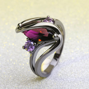 Elegant Amethyst Purple Engagement Women Rings Gift