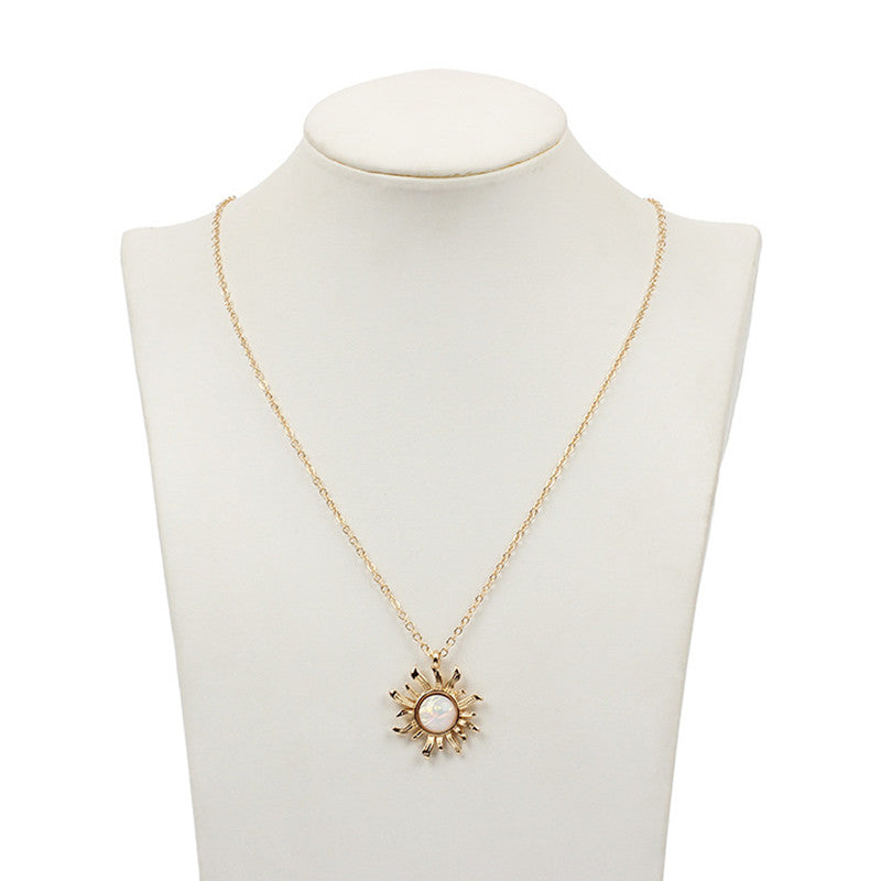 Fashion Silver Gold Sun Flower Pendant Necklace for Women