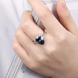 Sweet Wedding Ring Fashion Platinum Plated Water Drop Rainbow Zircon Women Finger Ring 