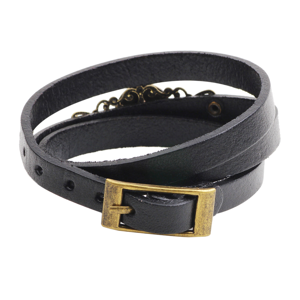 Unisex Genuine Leather 3 Layers Eye Map Adjustable Bracelet