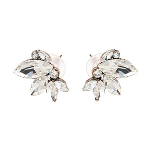 Elegant Crystal Wings Ear Stud Flower Rhinestones Earrings Gift for Her