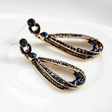 Women's Vintage Crystal Sapphire Dangle Gold Drop Earrings