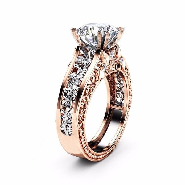 Women's Elegant Rose Gold Hollow Ring Valentine's Day Gift