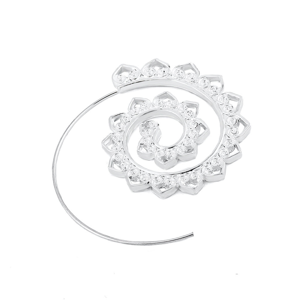 Big Circle Hoop Exaggerated Spiral Heart Drop Shape Earrings