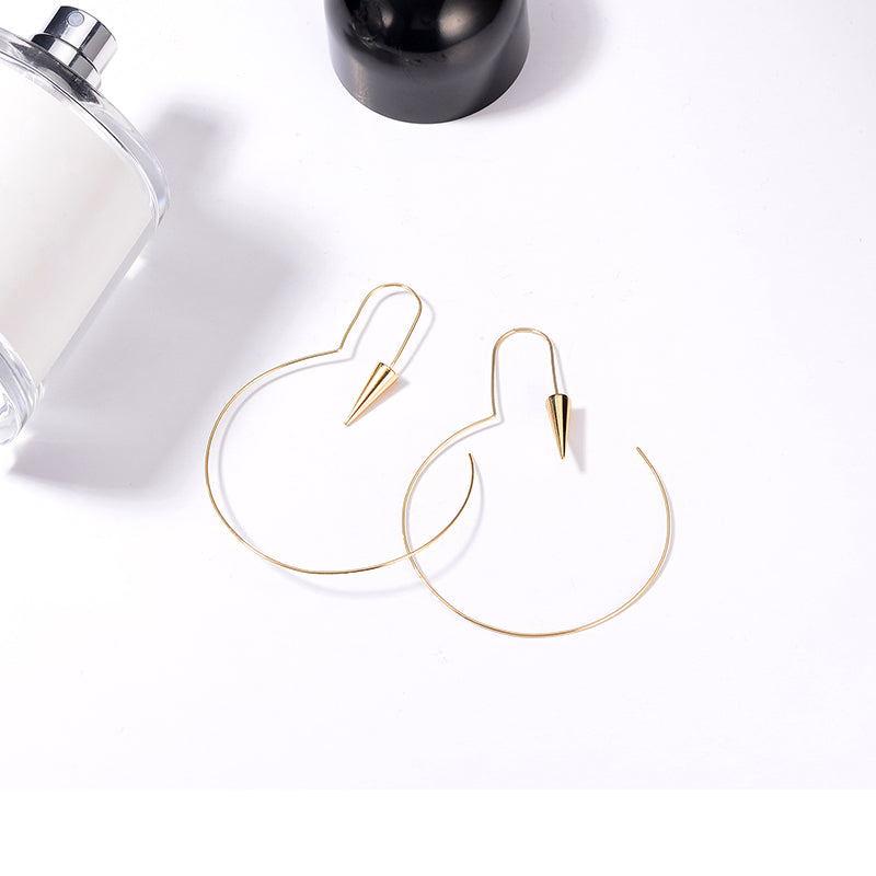 Punk 18K Gold Plated Cone Charm Piercing Hoop Earrings Jewelry for Women Best Gift