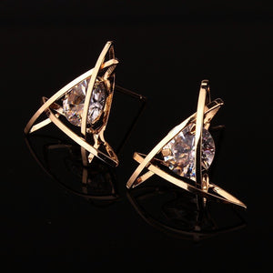 Exquisite Triangle Ear Stud Zircon Crystal Earrings