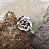 Sweet Flower Silver Rings Elegant Carved Rose Flower Rings