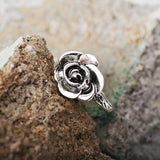 Sweet Flower Silver Rings Elegant Carved Rose Flower Rings