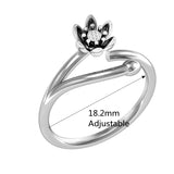 Fashion Platinum Plated Silver Ring Ethnic Lotus Flower Open