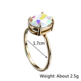 Simple Adjustable Crystal Open Ring Colorful Gemstone Gold