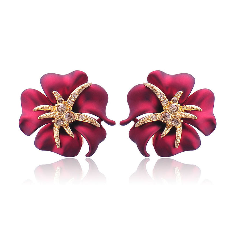 Elegant Brilliant Blooming Flowers Rhinestones Stud Earrings