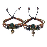 1 Pair of Fashion Beaded Bracelet Symbol Multilayer Leather