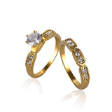 2PCS Trendy Zircon Ring Set Gold Plated Fine Copper Eco Friendly Anallergic Accessories