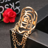 Silver Gold Hollow Rose Ring Alloy Rhinestone Nail Ring Jewelry for Women