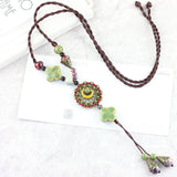 Drop Pendant Lucky Flower Adjustable Sweater Necklace