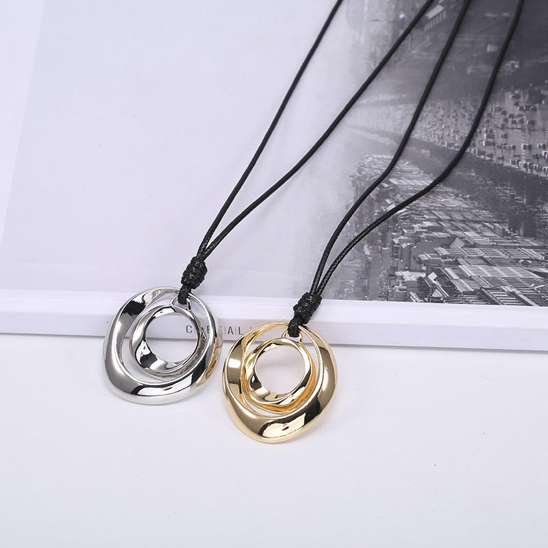 Alloy Necklace Double Circle Personality Simple Fashion Pend