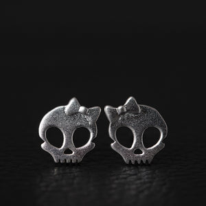 Punk Skull Skeleton Golden Bowknot Ear Stud for Women