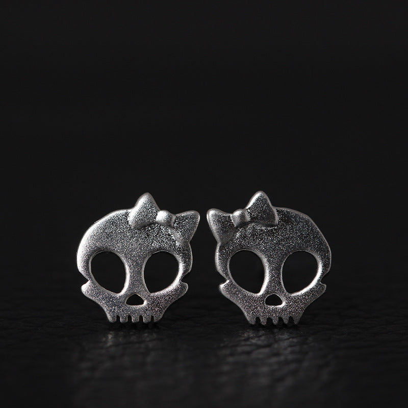 Punk Skull Skeleton Golden Bowknot Ear Stud for Women