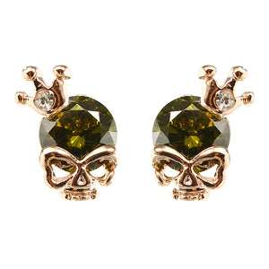 Punk Skull Crown Ear Stud Exquisite Zinc Alloy Rhinestones Earrings for Women