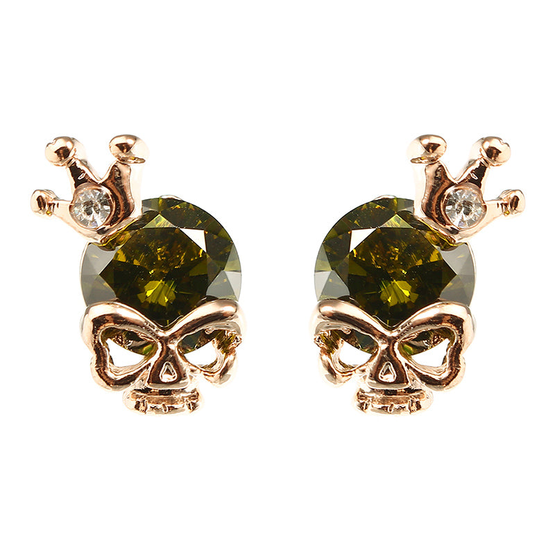 Punk Skull Crown Ear Stud Exquisite Zinc Alloy Rhinestones Earrings for Women