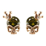 Punk Skull Crown Ear Stud Exquisite Zinc Alloy Rhinestones Earrings for Women