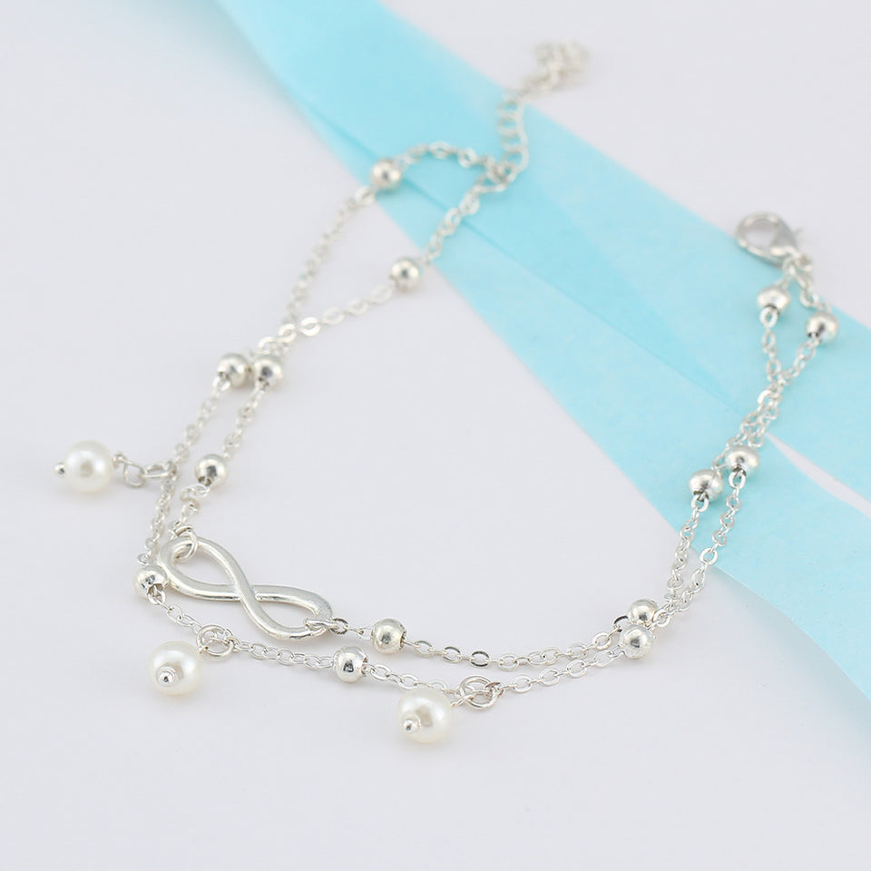 Fashion Infinity Knot Multilayer Women's Anklets Bead Pearl