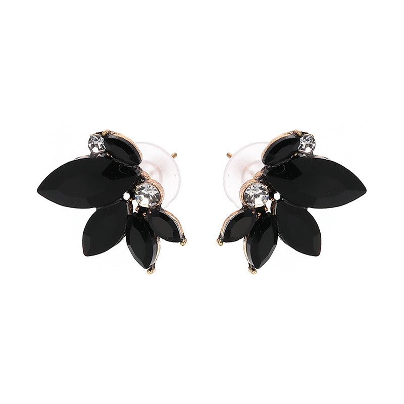 Elegant Crystal Wings Ear Stud Flower Rhinestones Earrings Gift for Her