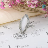 Bohemian White Resin Rhinestone Oval Opal Geometric Rings