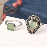 5 Pcs Stylish Bohemian Geometric Alloy Resin Ring Set Jewelry for Women