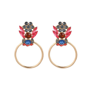 Elegant Colorful Rhinestone Piercing Drop Earrings