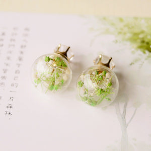 Trendy Ear Stud Double Color Baby's Breath Glass Ball Flower Earrings