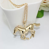 Trendy Silver Gold Color Horse Pendant Necklace Sweater Chain for Women