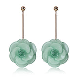 Women's Trendy 4 Colors Acrylic Flower Long Earrings Jewelry