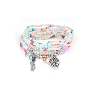 Bohemian Multilayer Conch Crystal Tassel Pendant Bead Bracelet Jewelry for Women Best Gift