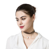 Women's Elegant Pearl Pendant Double Layer Lace Choker Simple Style Punk Necklace 