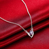 YUEYIN Sweet Heart Shaped Zircon Silver Necklace for Women