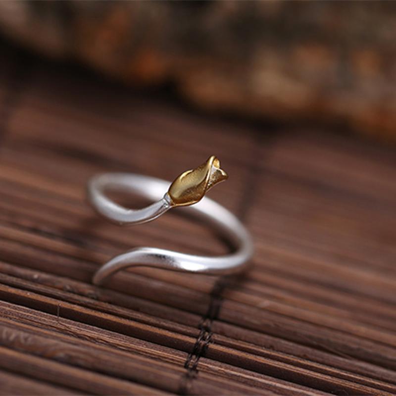 925 Sterling Silver Sweet Rose Adjustable Finger Rings