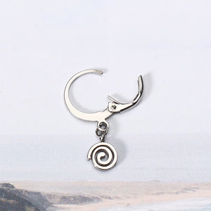 1 Piece Titanium Steel Hoop Earrings Cool 316L Stainless Steel Spiral Circle Pendant Unisex Jewelry