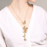 Sweet Butterfly Pendant Necklace Crystal Clothing Accessorie