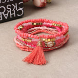 Clothing Accessories Bohemian Multilayer Tassel Pendant Colorful Bead Bracelet Jewelry for Women