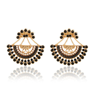 Semicircle Rhinestone Piercing Ear Jacket Earring for Women