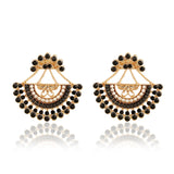 Semicircle Rhinestone Piercing Ear Jacket Earring for Women