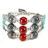 Ethnic Style Multilayer Chain Ceramic Leaves Tassel Bracelet for Women